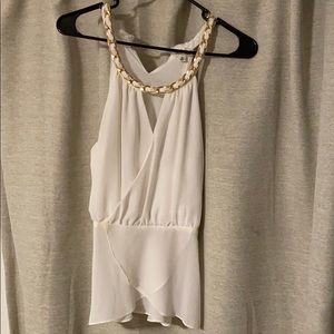 White/ Gold Sleeveless Blouse